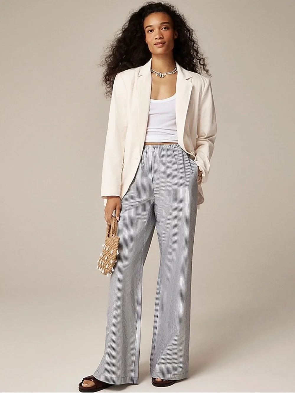 J crew striped Oxford cotton poplin cosmo pant size large petite